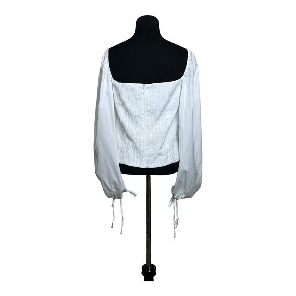 Federica Tosi white puff long sleeves peasant blouse size 46 - Large - Picture 11 of 15